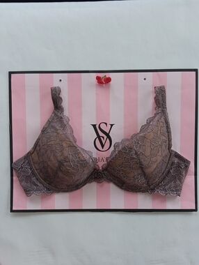 Victoria's Secret Taupe Lace Underwire Bra Very Sexy Size34D